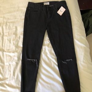 Free People Black Fringe Jeans
